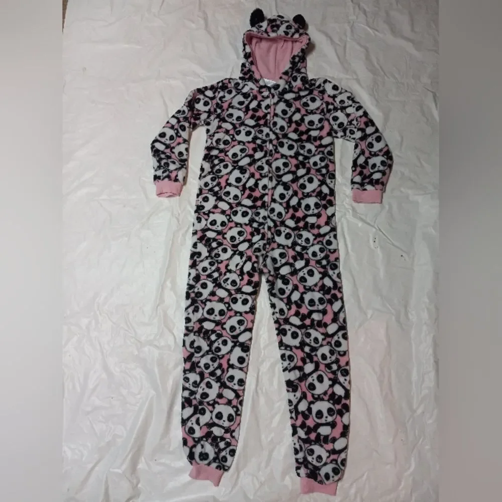 The Children's Place Pajamas Footed Fleece Size L10/12 Panda Bear Girl's